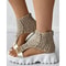 Braided Geometric Wedge Sandals For Women With Elastic Mesh Upper 4