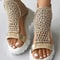 Braided Geometric Wedge Sandals For Women With Elastic Mesh Upper 9