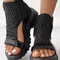 Braided Geometric Wedge Sandals For Women With Elastic Mesh Upper 7