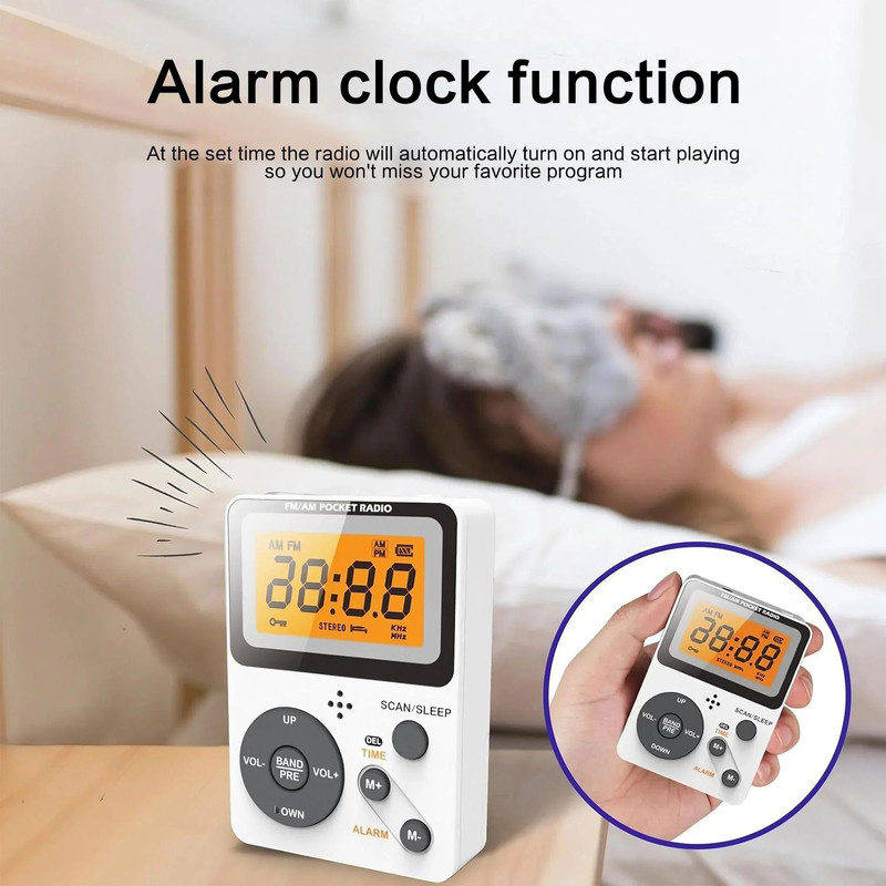 Portable AM FM Radio With LCD Display Earphone Jack Sleep Timer And Alarm 4