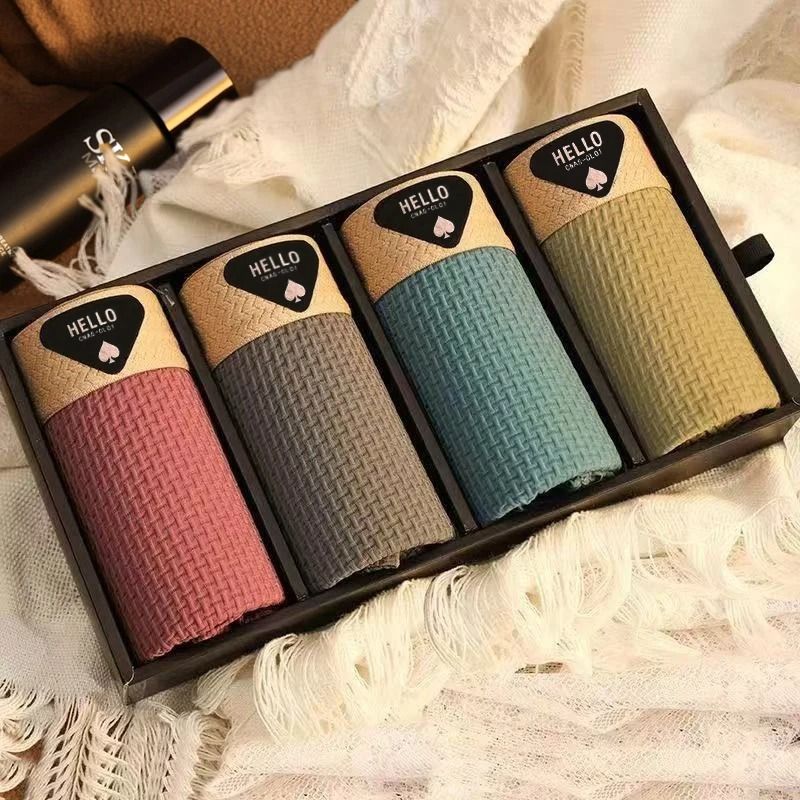 Ice Silk Boxer Shorts Breathable Mesh Underwear Plus Size 4pcs Set 0