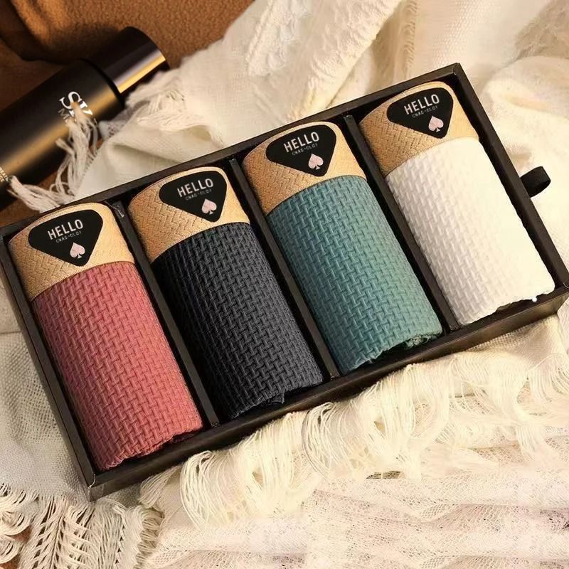 Ice Silk Boxer Shorts Breathable Mesh Underwear Plus Size 4pcs Set 9