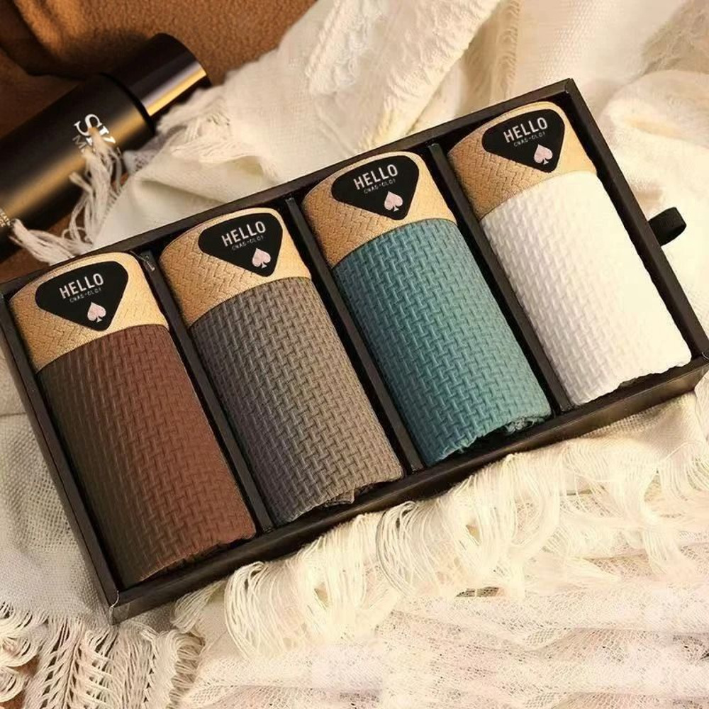 Ice Silk Boxer Shorts Breathable Mesh Underwear Plus Size 4pcs Set 11