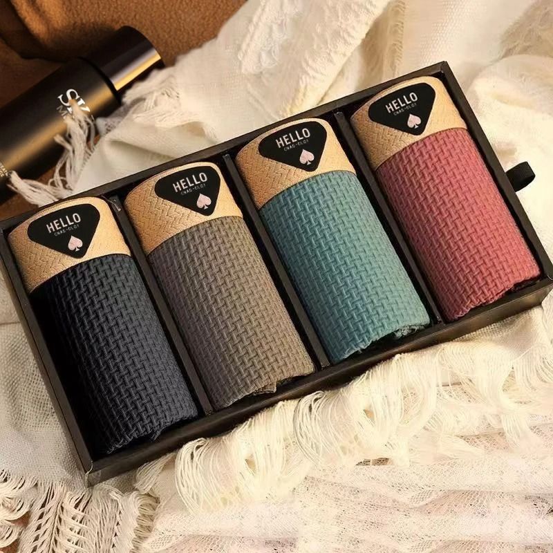 Ice Silk Boxer Shorts Breathable Mesh Underwear Plus Size 4pcs Set 7