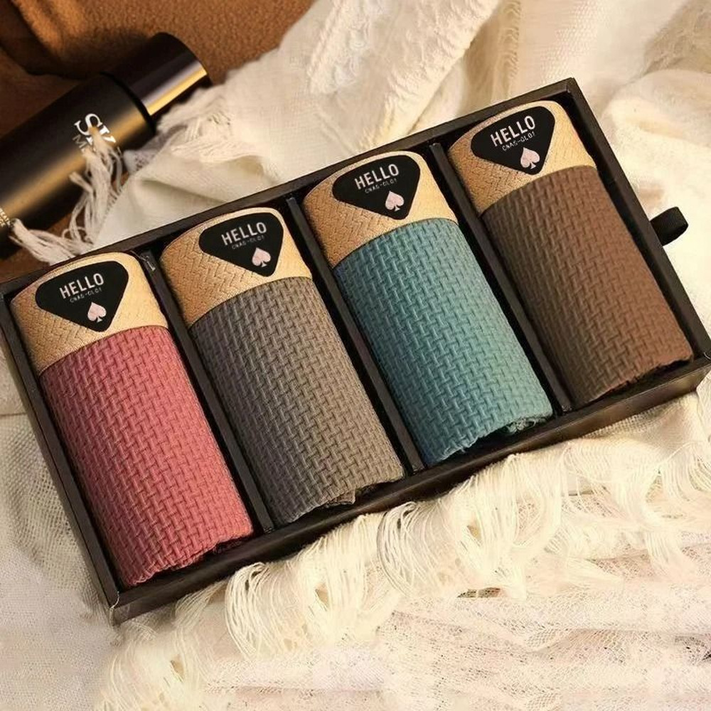 Ice Silk Boxer Shorts Breathable Mesh Underwear Plus Size 4pcs Set 8