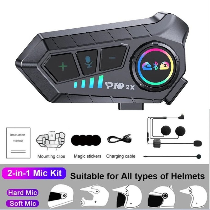 Wireless Bluetooth 53 Motorcycle Helmet Intercom Headset Waterproof 300m Speaker And Microphone Set 7