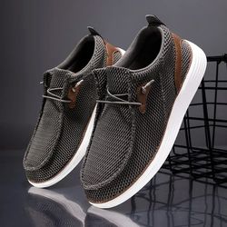 mens breathable canvas slip on loafers lightweight comfort casual shoes