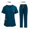 Multicolor Medical Scrubs Set With Short Sleeve Top And Pants For Women 13