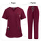 Multicolor Medical Scrubs Set With Short Sleeve Top And Pants For Women 14