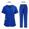 Multicolor Medical Scrubs Set With Short Sleeve Top And Pants For Women 15