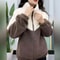 Winter Warm Colored Lamb Fleece Long Sleeve Mid Length Overcoat For Women 3