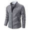 Men Autumn Winter Casual Stand Collar Fleece Warm Zipper Cardigan 11