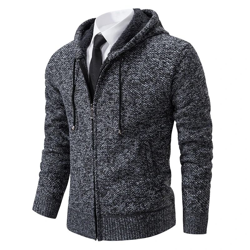 Men Autumn Winter Casual Stand Collar Fleece Warm Zipper Cardigan 15