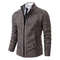 Men Autumn Winter Casual Stand Collar Fleece Warm Zipper Cardigan 16