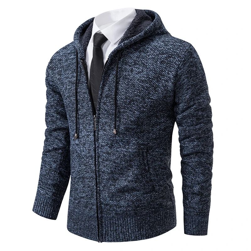 Men Autumn Winter Casual Stand Collar Fleece Warm Zipper Cardigan 18
