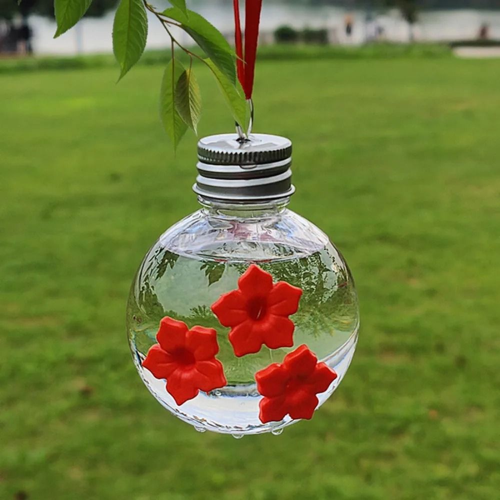 Leak Proof PET Hummingbird Feeder With 3 Flower Ports Spherical Or Heart Shape 6