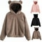 Plush Rabbit Ear Hoodie For Women Warm Long Sleeve Winter Sweatshirt With Cute Ears 0