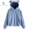 Plush Rabbit Ear Hoodie For Women Warm Long Sleeve Winter Sweatshirt With Cute Ears 9