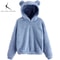 Plush Rabbit Ear Hoodie For Women Warm Long Sleeve Winter Sweatshirt With Cute Ears 9