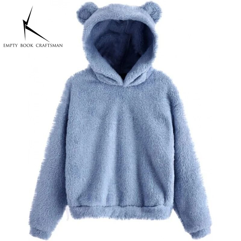 Plush Rabbit Ear Hoodie For Women Warm Long Sleeve Winter Sweatshirt With Cute Ears 9