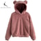 Plush Rabbit Ear Hoodie For Women Warm Long Sleeve Winter Sweatshirt With Cute Ears 11