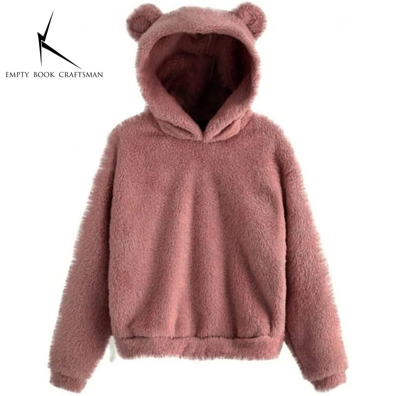 Plush Rabbit Ear Hoodie For Women Warm Long Sleeve Winter Sweatshirt With Cute Ears 11