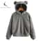 Plush Rabbit Ear Hoodie For Women Warm Long Sleeve Winter Sweatshirt With Cute Ears 13