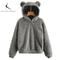 Plush Rabbit Ear Hoodie For Women Warm Long Sleeve Winter Sweatshirt With Cute Ears 13