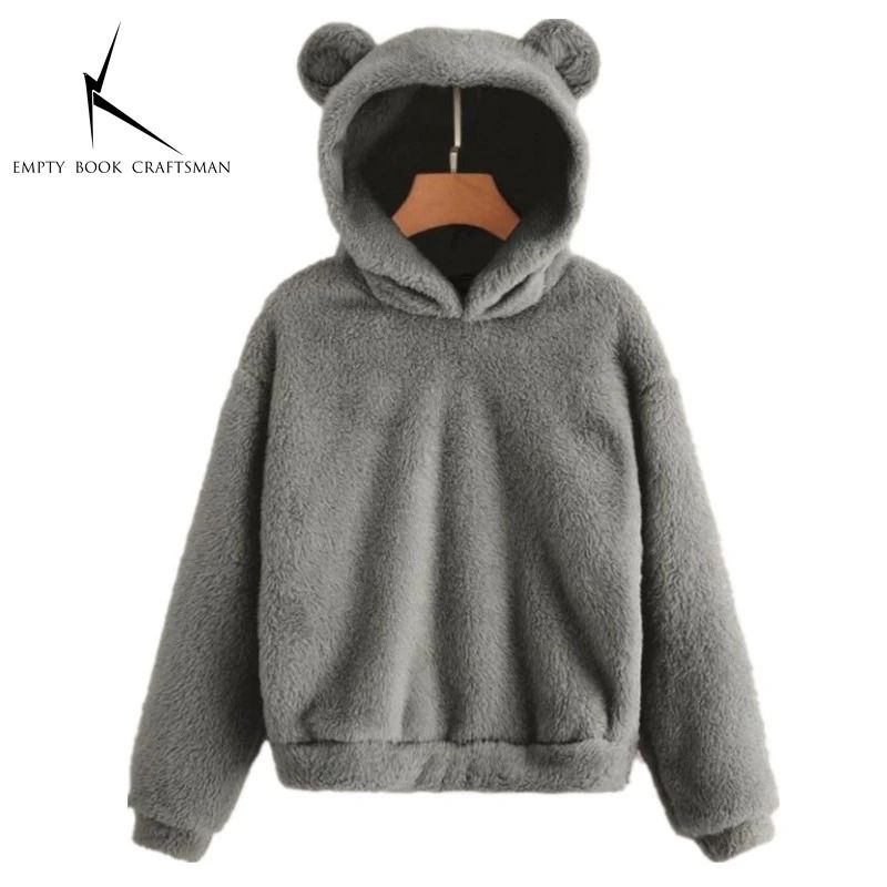 Plush Rabbit Ear Hoodie For Women Warm Long Sleeve Winter Sweatshirt With Cute Ears 13
