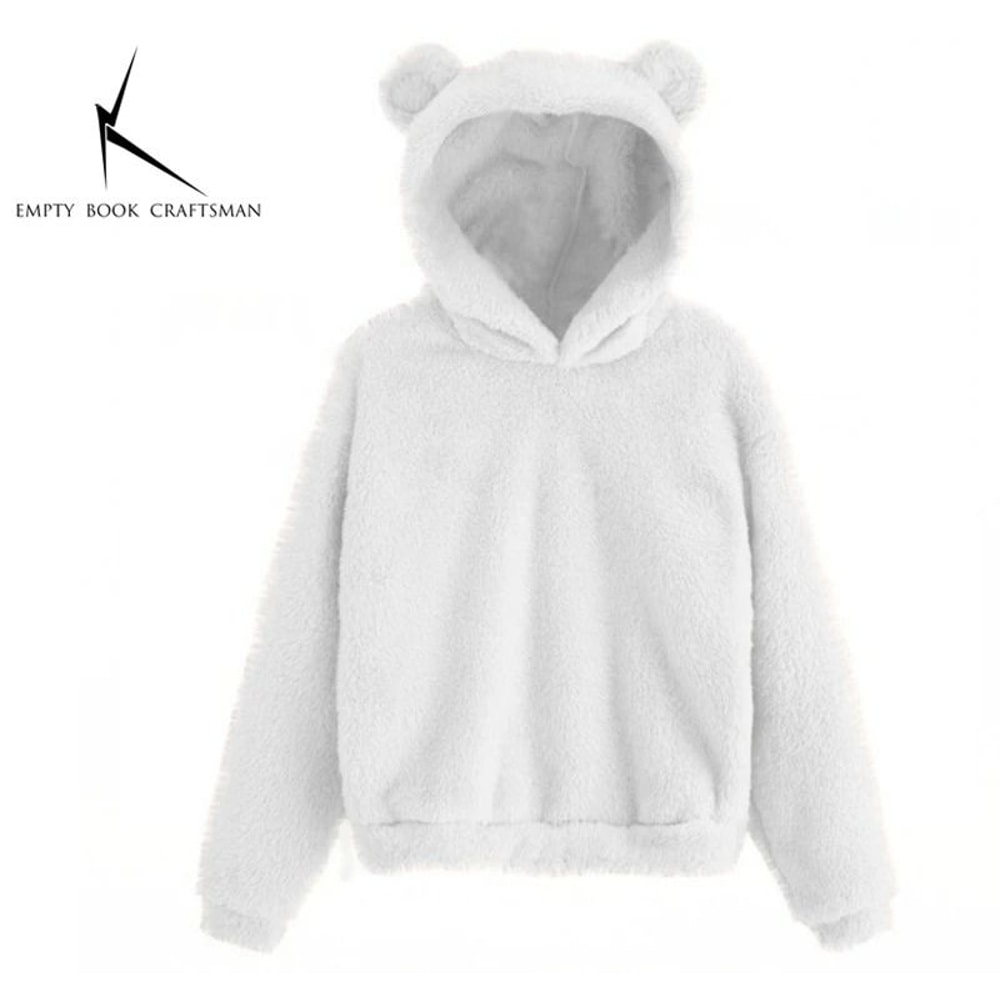 Plush Rabbit Ear Hoodie For Women Warm Long Sleeve Winter Sweatshirt With Cute Ears 14