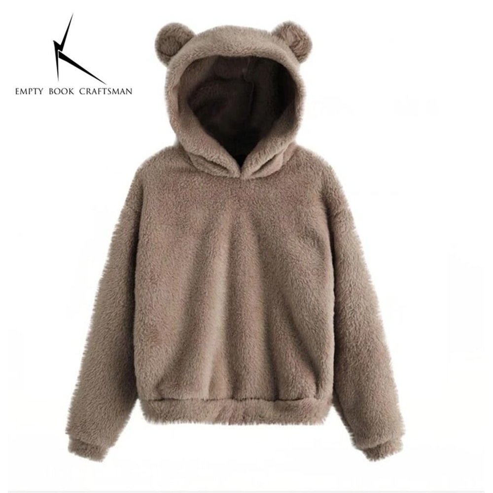 Plush Rabbit Ear Hoodie For Women Warm Long Sleeve Winter Sweatshirt With Cute Ears 15