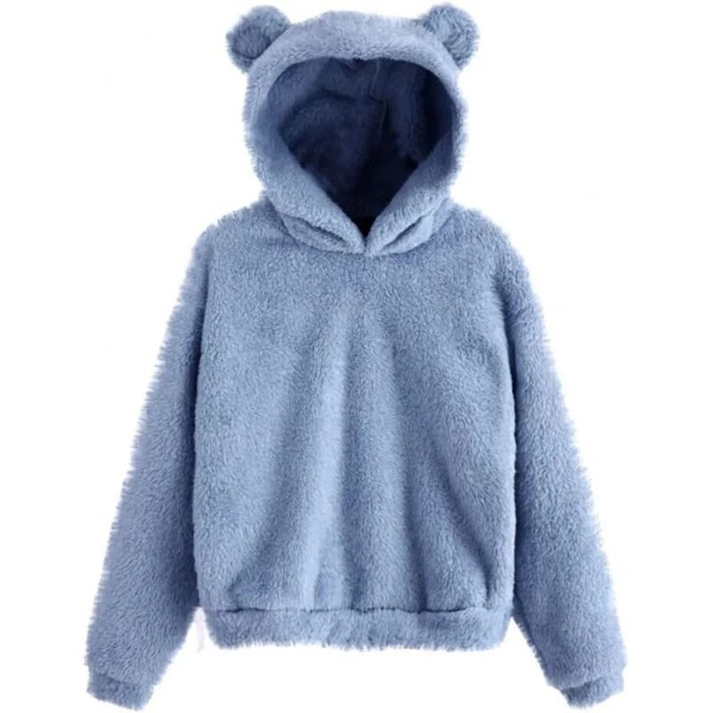 Plush Rabbit Ear Hoodie For Women Warm Long Sleeve Winter Sweatshirt With Cute Ears 3