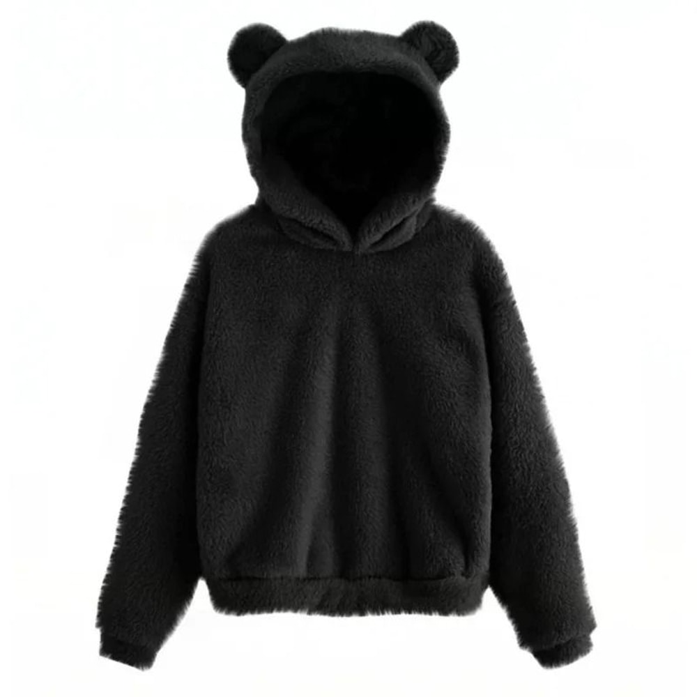Plush Rabbit Ear Hoodie For Women Warm Long Sleeve Winter Sweatshirt With Cute Ears 5