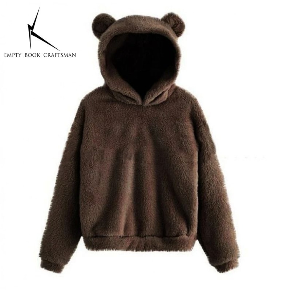 Plush Rabbit Ear Hoodie For Women Warm Long Sleeve Winter Sweatshirt With Cute Ears 6