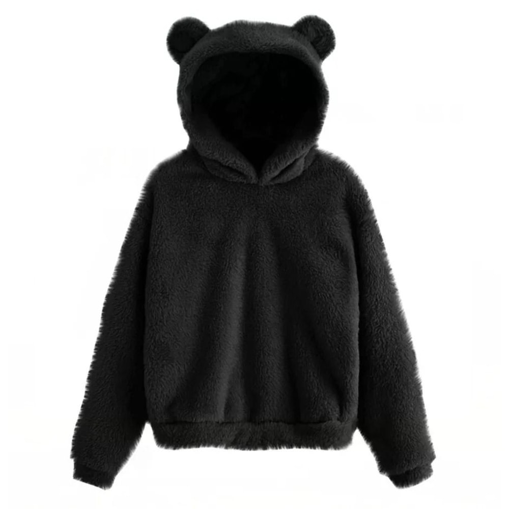 Plush Rabbit Ear Hoodie For Women Warm Long Sleeve Winter Sweatshirt With Cute Ears 7