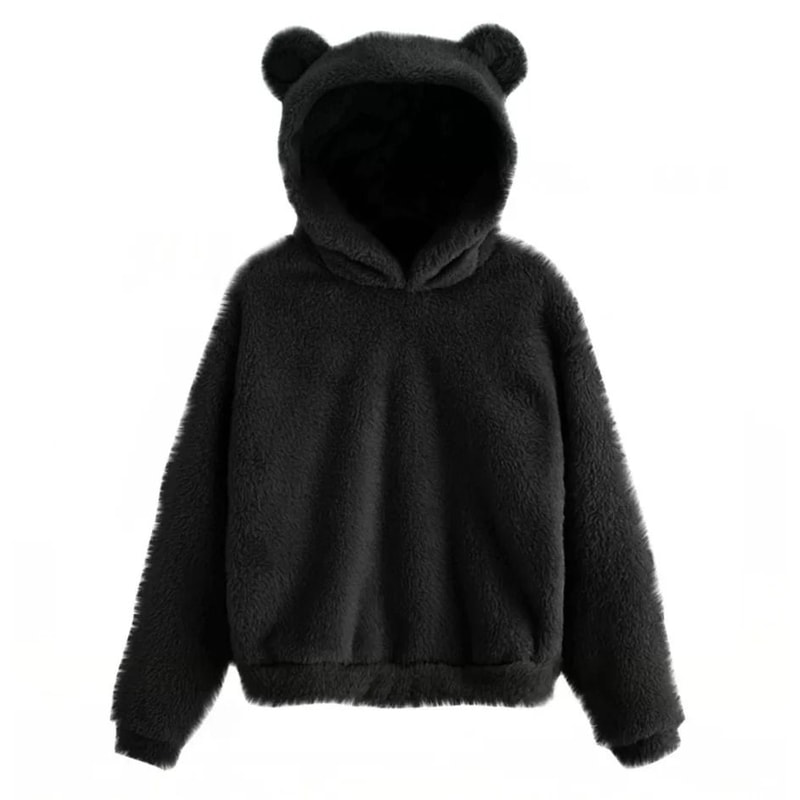Plush Rabbit Ear Hoodie For Women Warm Long Sleeve Winter Sweatshirt With Cute Ears 7