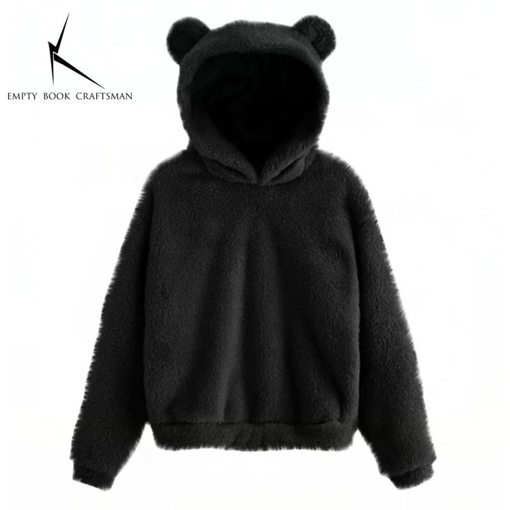 Plush Rabbit Ear Hoodie For Women Warm Long Sleeve Winter Sweatshirt With Cute Ears 8