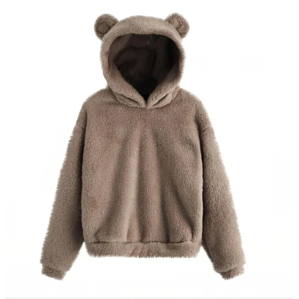 Plush Rabbit Ear Hoodie For Women Warm Long Sleeve Winter Sweatshirt With Cute Ears 16