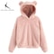 Plush Rabbit Ear Hoodie For Women Warm Long Sleeve Winter Sweatshirt With Cute Ears 17