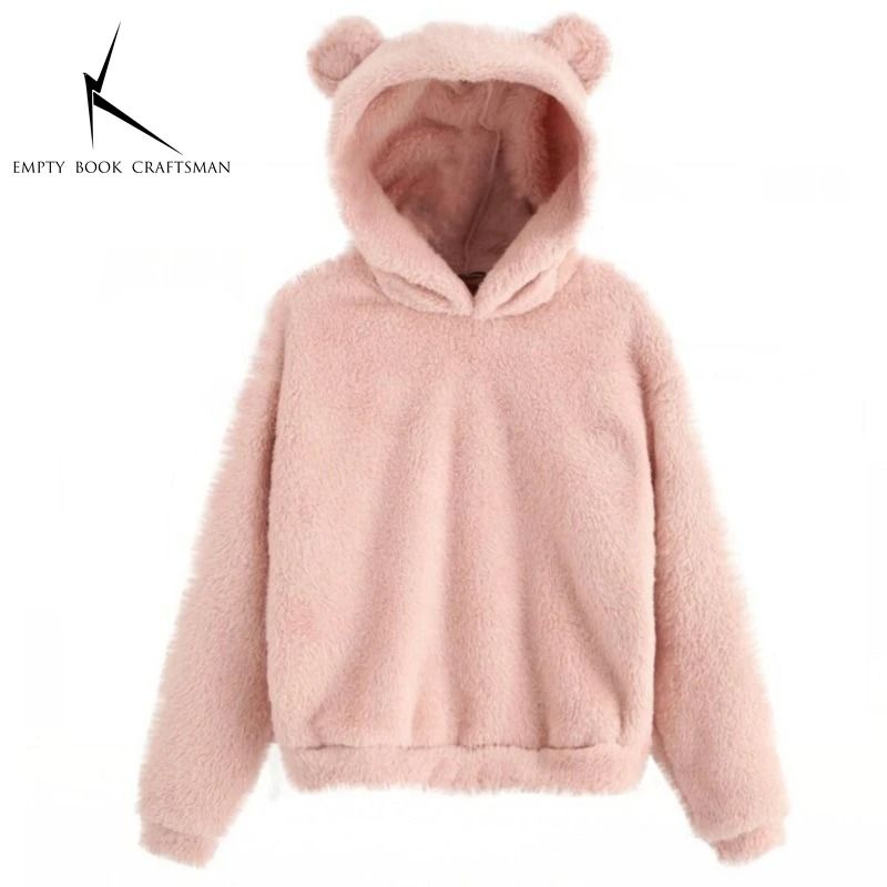 Plush Rabbit Ear Hoodie For Women Warm Long Sleeve Winter Sweatshirt With Cute Ears 17
