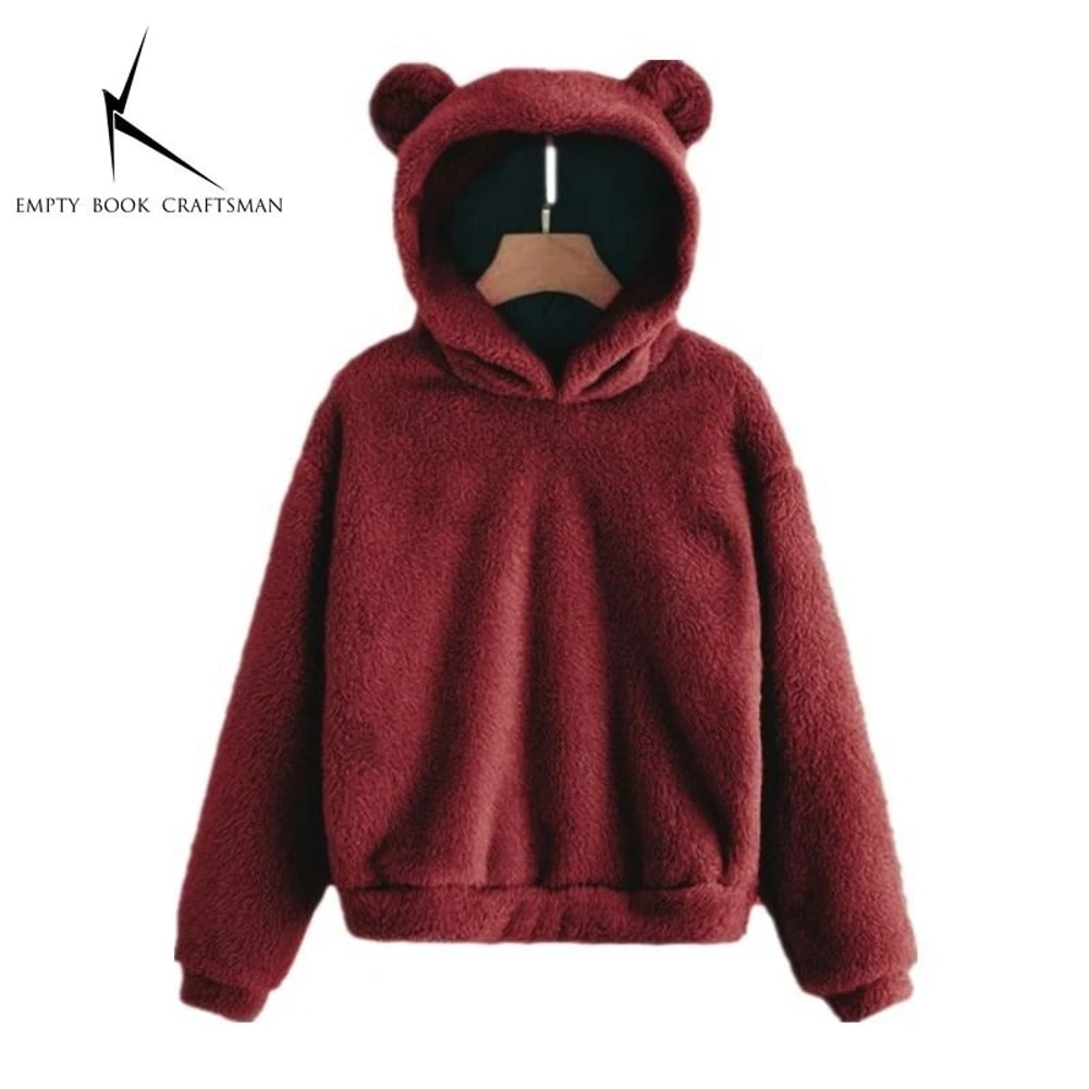 Plush Rabbit Ear Hoodie For Women Warm Long Sleeve Winter Sweatshirt With Cute Ears 19
