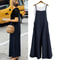 Womens Cotton Linen Wide Leg Jumpsuit Casual Sleeveless Summer Overalls With Adjustable Straps 2