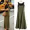 Womens Cotton Linen Wide Leg Jumpsuit Casual Sleeveless Summer Overalls With Adjustable Straps 6