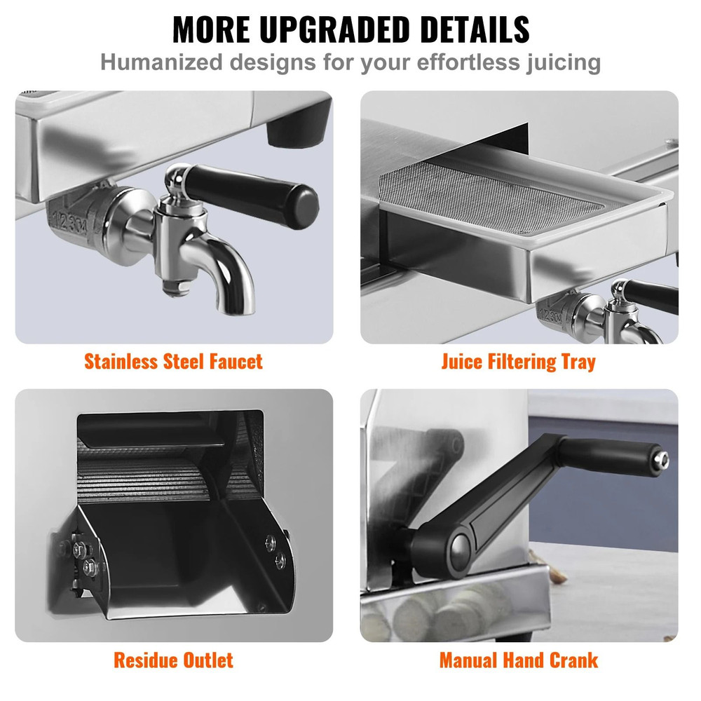 Commercial Manual Sugar Cane Juicer 110 LBSH High Output Stainless Steel Machine With Large Inlet 5
