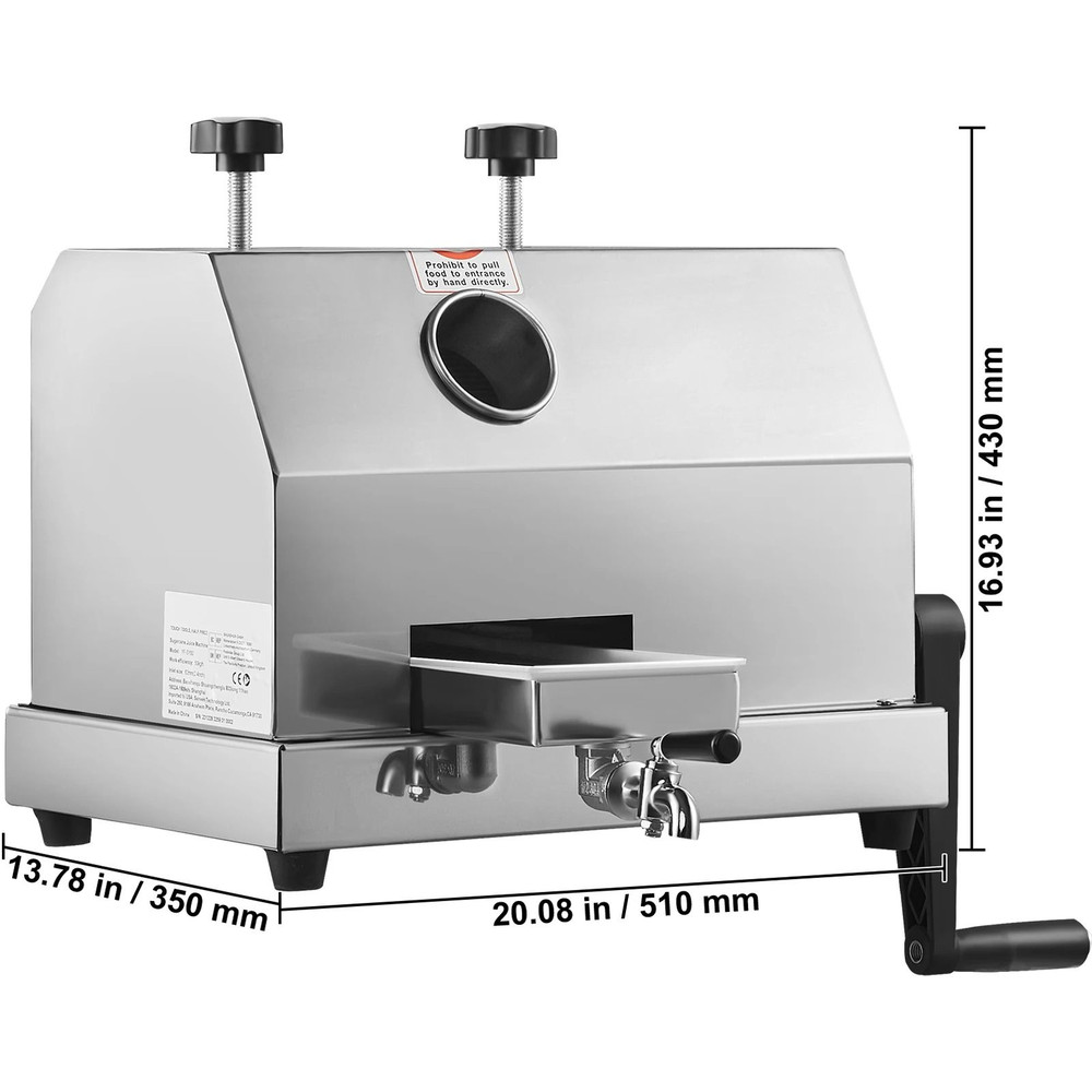 Commercial Manual Sugar Cane Juicer 110 LBSH High Output Stainless Steel Machine With Large Inlet 6