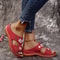 Women Embroidered Flower Leather Wedge Slippers 4