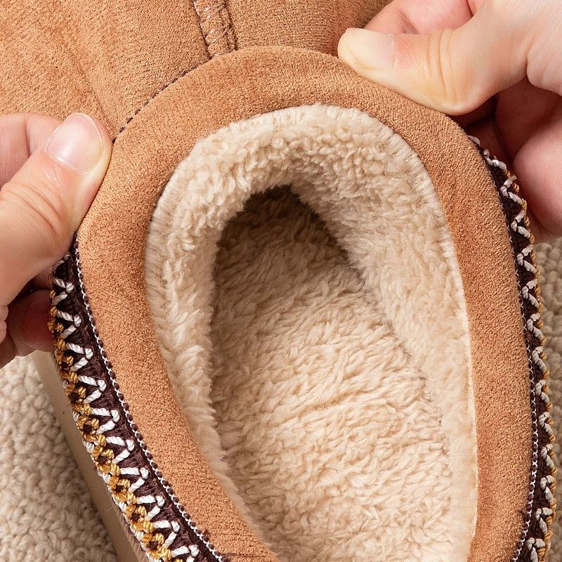 Winter Plush Indoor Outdoor Slippers With Anti Slip Sole And Embroidered Design 5