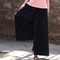 Womens Cotton Linen Wide Leg Pants Plus Size Loose Casual Long Trousers 4