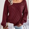 Womens Square Neck Button Front Knitted Sweater Long Sleeve Pullover 6
