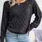 Womens Square Neck Button Front Knitted Sweater Long Sleeve Pullover 7